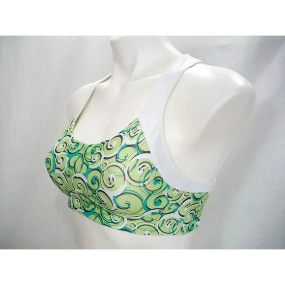 Moving Comfort 350035 Wire Free Sports Bra 34A Green & White Print Gently Pre-ow - Picture 3 of 5